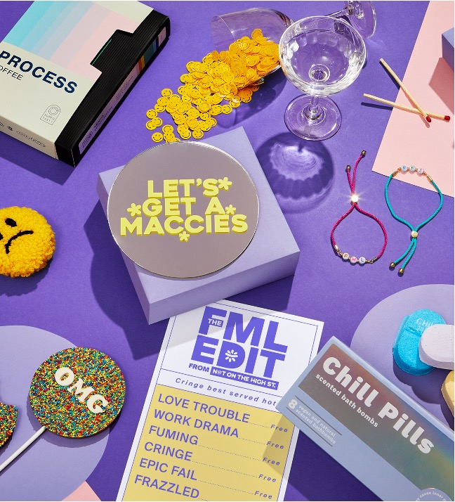 A selection of gifts in the FML store